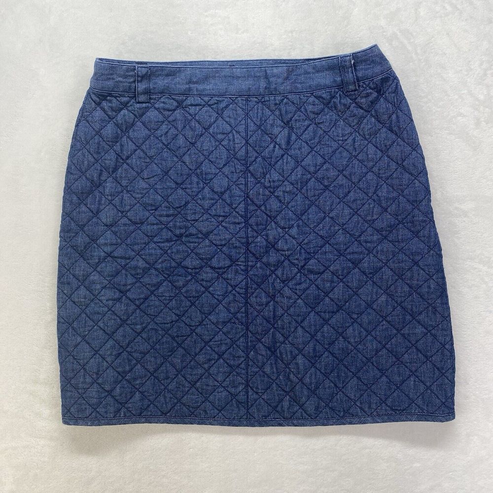 Brooks Brothers Red Fleece skirt Womens 10 Quilted Denim‎ side zip